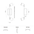 L Doble aplique de pared 40 cm