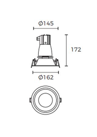 Maxtor Empotrable de techo Ø162x172 mm.blanco Led E27